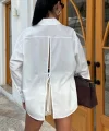 Süzine Cepli Arkası Yırtmaçlı Oversize Gömlek 3420