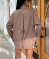 Süzine Cepli Arkası Yırtmaçlı Oversize Gömlek 3420