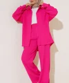 T5858 Örme Tesettür İkili Takım - Fuşya