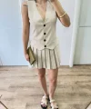 Takım Görünümlu Yelekli Mini Elbise- Bej