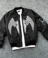 Tam Fermuarlı Uzun Kol Baskılı Bomber Ceket  iyah