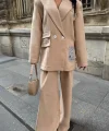 TASARIM ETİKET DETAYLI CEKET - PANTOLON TAKIM - Bej