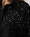 Taşlı Sivri Yaka Gömlek - Siyah
