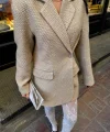 TEK DÜĞE CEKET ŞANE KUAŞ  Bej