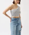Tek Omuz Çizgili Crop