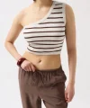 Tek Omuz Çizgili Crop