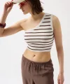 Tek Omuz Çizgili Crop