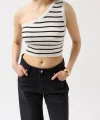 Tek Omuz Çizgili Crop