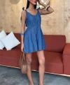 Tensel Denim Kumaşlı Mini Tulum 1363