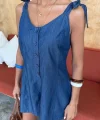 Tensel Denim Kumaşlı Mini Tulum 1363