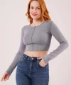 Ters Dikişli Basic Antrasit Body Bluz
