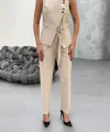 Ti̇na Asi̇metri̇k Keten Yelek Pantolon Takim