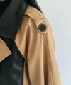 TRENCH BOYUNA DERİ PARÇALI - Bej