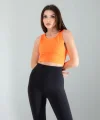 Turuncu Kalın Askılı Scuba Kumaş Crop
