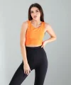 Turuncu Kalın Askılı Scuba Kumaş Crop