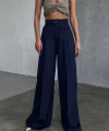 Üç Düğme Detayli Palazzo Pantolon