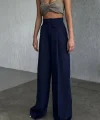 Üç Düğme Detayli Palazzo Pantolon