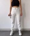 Üç İplik Basic Lastikli Eşofman Pantolon - Beyaz