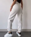 Üç İplik Basic Lastikli Eşofman Pantolon - Beyaz