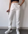 Üç İplik Basic Lastikli Eşofman Pantolon - Beyaz