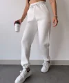 Üç İplik Basic Lastikli Eşofman Pantolon - Beyaz