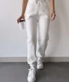 Üç İplik Basic Lastikli Eşofman Pantolon - Beyaz