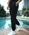 Üç İplik Basic Lastikli Eşofman Pantolon - Siyah