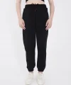 Üç İplik Basic Lastikli Eşofman Pantolon - Siyah