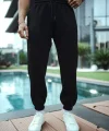 Üç İplik Basic Lastikli Eşofman Pantolon - Siyah