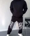 Üç İplik Baskılı Baggy Eşofman Pantolon - Siyah