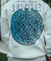 Üç İplik Bisiklet Yaka Baskılı SweatShirt - Beyaz