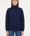 Üç İplik Dık Yaka Yarım Fermuarlı SweatShirt - Lacivert