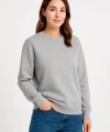 Üç İplik Düz Bisiklet Yaka SweatShirt - Gri
