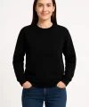Üç İplik Düz Bisiklet Yaka SweatShirt  - Siyah
