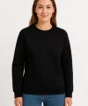 Üç İplik Düz Bisiklet Yaka SweatShirt  - Siyah