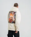 Üç İplik Kapşonlu Dijital Patchli SweatShirt - Krem