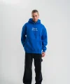 Üç İplik Kapşonlu Dijital Patchli SweatShirt - Mavi