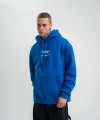 Üç İplik Kapşonlu Dijital Patchli SweatShirt - Mavi