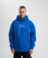 Üç İplik Kapşonlu Dijital Patchli SweatShirt - Mavi