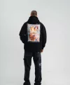 Üç İplik Kapşonlu Dijital Patchli SweatShirt - Siyah