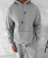 Üç İplik Kapşonlu Eşofman Takım - Gri