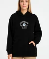 Üç İplik Kapşonlu ön Ve Arka Baskılı SweatShirt Hoodie- Siyah