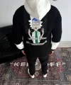 Üç İplik Kapşonlu Parçalı Baskılı SweatShirt - Siyah