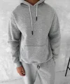 Üç İplik Kapüşonlu Eşofman Takım - Gri