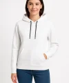 Üç İplik Kapüşonlu Kanguru Çepli SweatShirt Hoodie - Beyaz