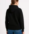 Üç İplik Kapüşonlu Kanguru Çepli SweatShirt Hoodie - Siyah