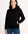 Üç İplik Kapüşonlu Kanguru Çepli SweatShirt Hoodie - Siyah