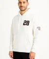 Üç İplik Kapüşonlu Ön Ve Arka Baskılı SweatShirt Hoodie - Beyaz