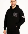 Üç İplik Kapüşonlu Ön Ve Arka Baskılı SweatShirt Hoodie - Siyah