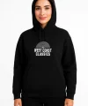 Üç İplik Kapüşonlu Ön Ve Arka Baskılı SweatShirt Hoodie - Siyah